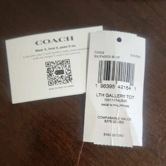 Coach "Faded Blue "Leather Tote Bag with Silver Hardware - Picture 2 of 6